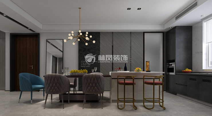 現(xiàn)代風格實木餐桌裝修效果圖